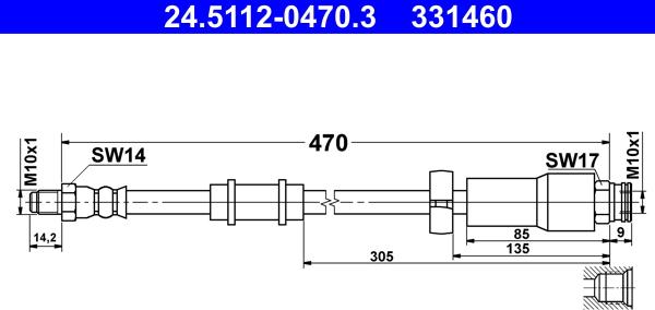 ATE 24.5112-0470.3 - Flessibile del freno autozon.pro