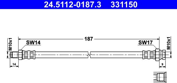 ATE 24.5112-0187.3 - Flessibile del freno autozon.pro