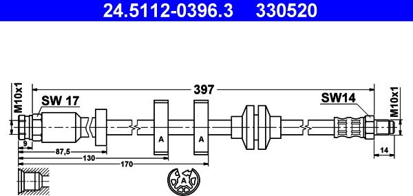 ATE 24.5112-0396.3 - Flessibile del freno autozon.pro