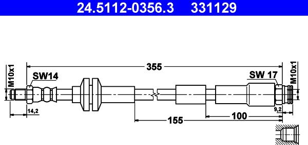 ATE 24.5112-0356.3 - Flessibile del freno autozon.pro