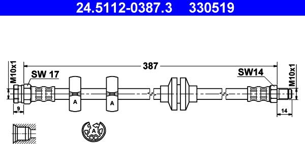 ATE 24.5112-0387.3 - Flessibile del freno autozon.pro