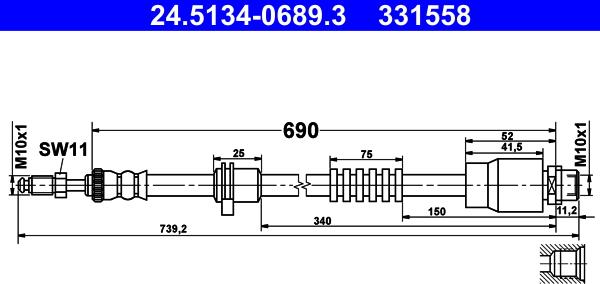 ATE 24.5134-0689.3 - Flessibile del freno autozon.pro