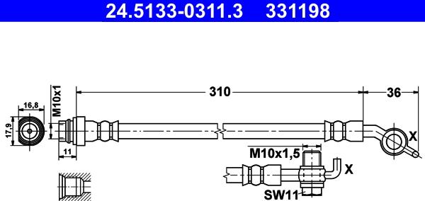 ATE 24.5133-0311.3 - Flessibile del freno autozon.pro