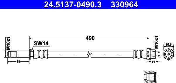 ATE 24.5137-0490.3 - Flessibile del freno autozon.pro