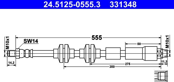 ATE 24.5125-0555.3 - Flessibile del freno autozon.pro