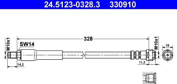 ATE 24.5123-0328.3 - Flessibile del freno autozon.pro