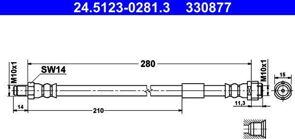 ATE 24.5123-0281.3 - Flessibile del freno autozon.pro