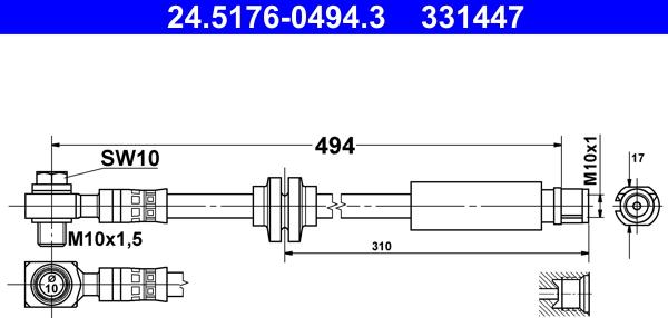 ATE 24.5176-0494.3 - Flessibile del freno autozon.pro