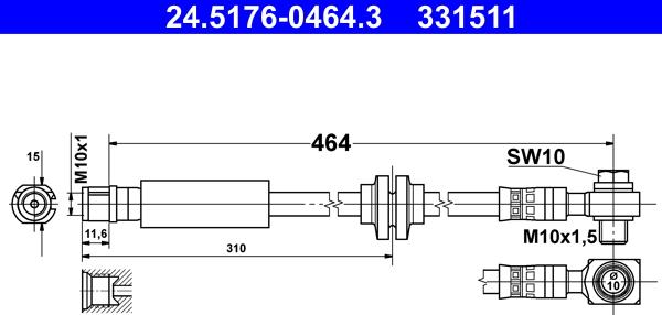 ATE 24.5176-0464.3 - Flessibile del freno autozon.pro