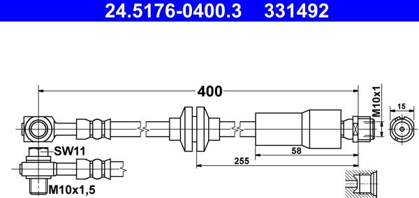 ATE 24.5176-0400.3 - Flessibile del freno autozon.pro