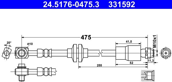 ATE 24.5176-0475.3 - Flessibile del freno autozon.pro