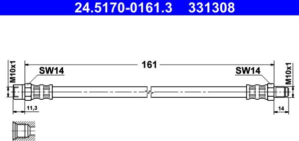 ATE 24.5170-0161.3 - Flessibile del freno autozon.pro