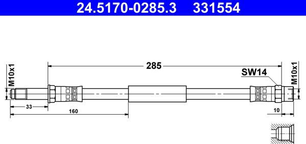 ATE 24.5170-0285.3 - Flessibile del freno autozon.pro