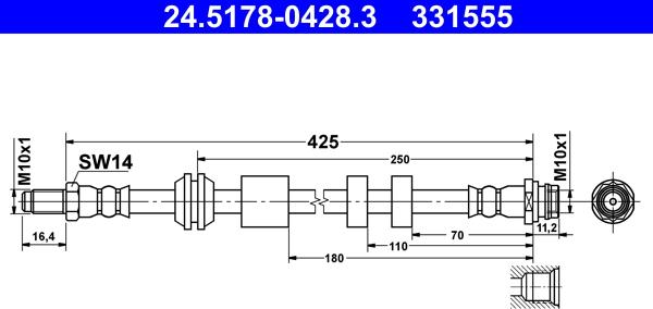 ATE 24.5178-0428.3 - Flessibile del freno autozon.pro