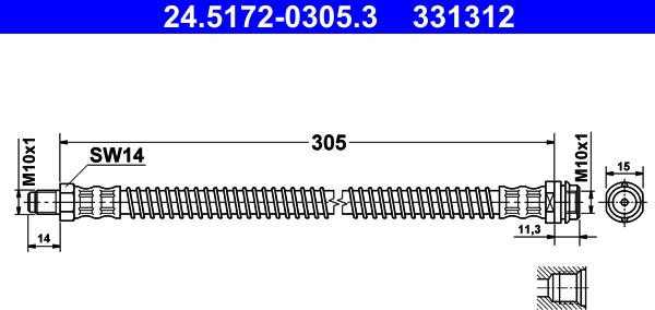 ATE 24.5172-0305.3 - Flessibile del freno autozon.pro