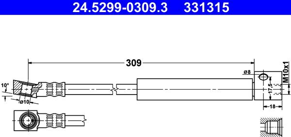 ATE 24.5299-0309.3 - Flessibile del freno autozon.pro