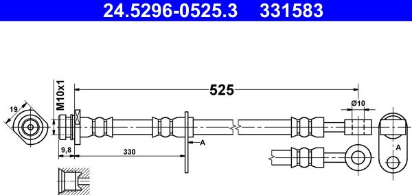 ATE 24.5296-0525.3 - Flessibile del freno autozon.pro