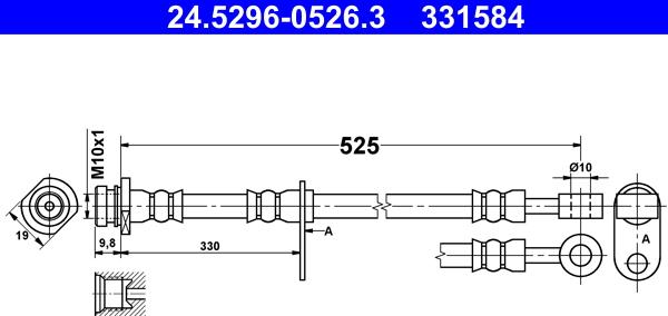 ATE 24.5296-0526.3 - Flessibile del freno autozon.pro