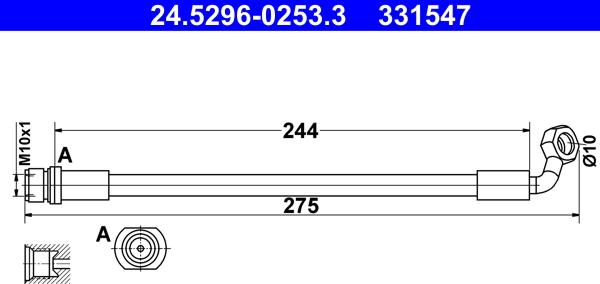 ATE 24.5296-0253.3 - Flessibile del freno autozon.pro