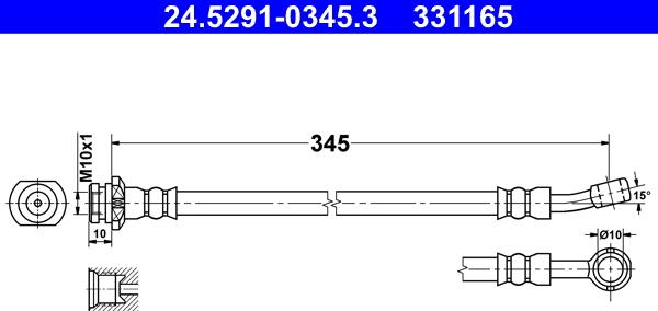 ATE 24.5291-0345.3 - Flessibile del freno autozon.pro