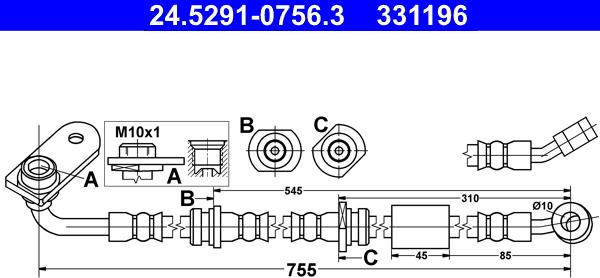 ATE 24.5291-0756.3 - Flessibile del freno autozon.pro