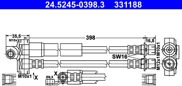 ATE 24.5245-0398.3 - Flessibile del freno autozon.pro