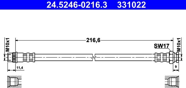 ATE 24.5246-0216.3 - Flessibile del freno autozon.pro