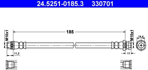 ATE 24.5251-0185.3 - Flessibile del freno autozon.pro