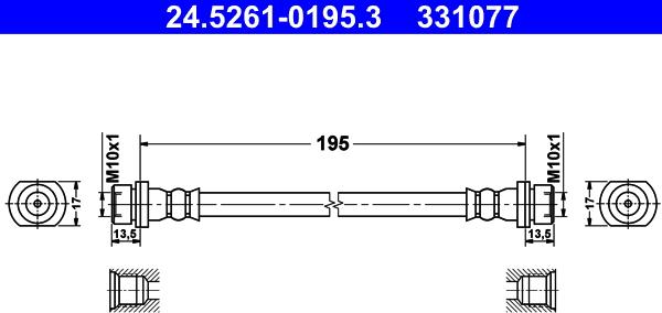 ATE 24.5261-0195.3 - Flessibile del freno autozon.pro