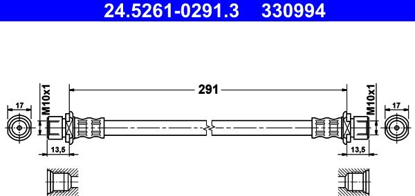 ATE 24.5261-0291.3 - Flessibile del freno autozon.pro