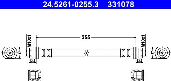 ATE 24.5261-0255.3 - Flessibile del freno autozon.pro