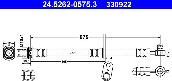 ATE 24.5262-0575.3 - Flessibile del freno autozon.pro