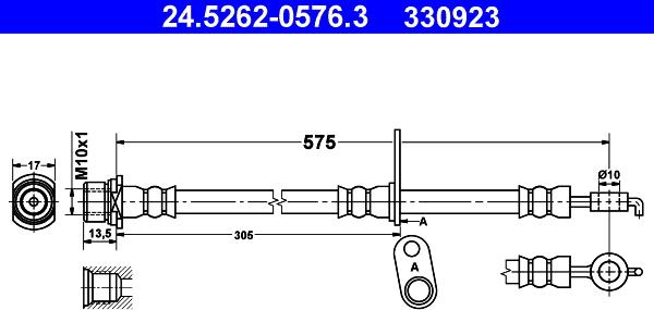 ATE 24.5262-0576.3 - Flessibile del freno autozon.pro