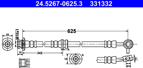 ATE 24.5267-0625.3 - Flessibile del freno autozon.pro