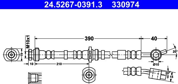 ATE 24.5267-0391.3 - Flessibile del freno autozon.pro