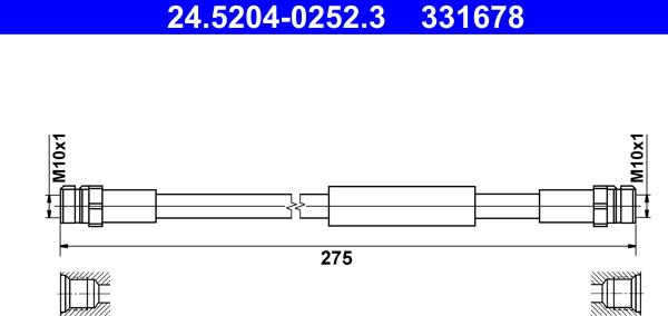 ATE 24.5204-0252.3 - Flessibile del freno autozon.pro