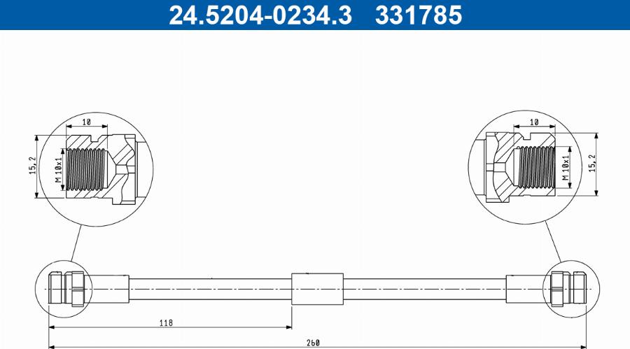 ATE 24.5204-0234.3 - Flessibile del freno autozon.pro