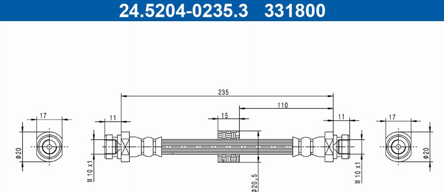 ATE 24.5204-0235.3 - Flessibile del freno autozon.pro