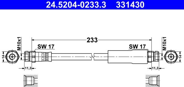 ATE 24.5204-0233.3 - Flessibile del freno autozon.pro