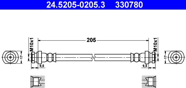 ATE 24.5205-0205.3 - Flessibile del freno autozon.pro