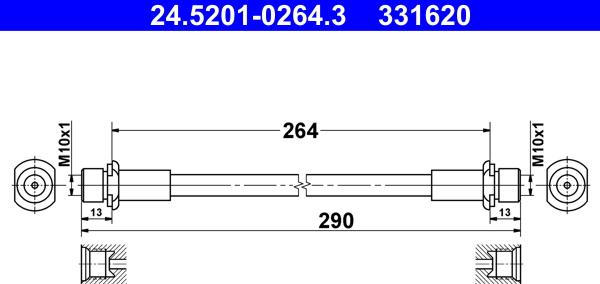 ATE 24.5201-0264.3 - Flessibile del freno autozon.pro