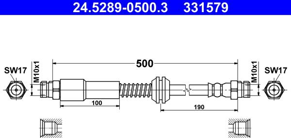 ATE 24.5289-0500.3 - Flessibile del freno autozon.pro