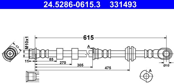 ATE 24.5286-0615.3 - Flessibile del freno autozon.pro