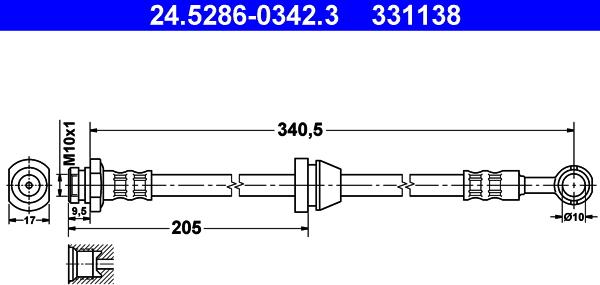 ATE 24.5286-0342.3 - Flessibile del freno autozon.pro