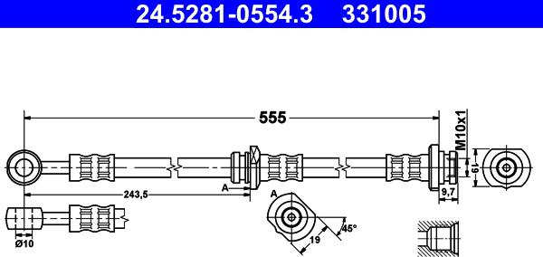 ATE 24.5281-0554.3 - Flessibile del freno autozon.pro