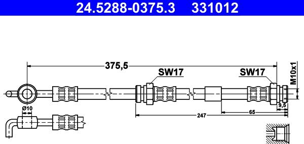 ATE 24.5288-0375.3 - Flessibile del freno autozon.pro