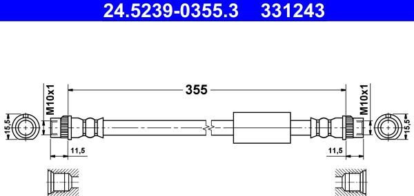 ATE 24.5239-0355.3 - Flessibile del freno autozon.pro