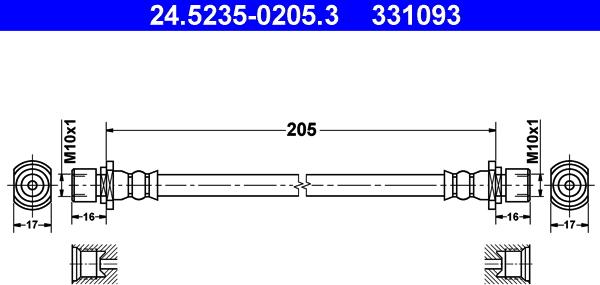 ATE 24.5235-0205.3 - Flessibile del freno autozon.pro