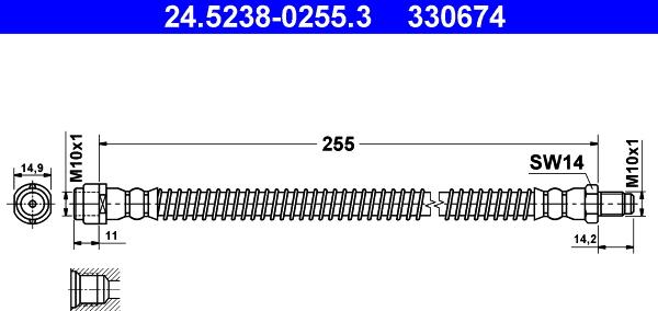 ATE 24.5238-0255.3 - Flessibile del freno autozon.pro