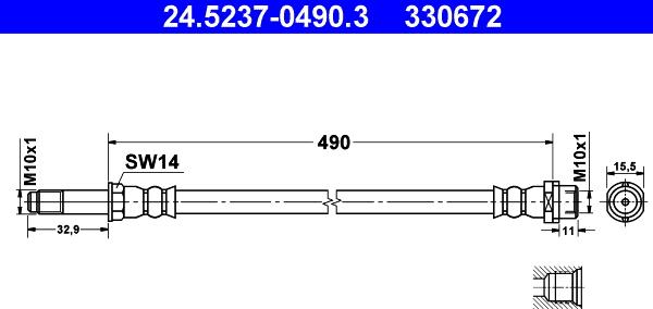 ATE 24.5237-0490.3 - Flessibile del freno autozon.pro